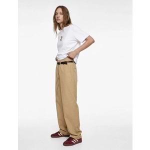 Kadın Giyim Pamuklu Kısa Kollu Bisiklet Yaka Ördek Nakışlı Oversize Tişört - KOTON - 6SAL10072IK - EKRU - L