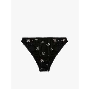 Kadın İç Giyim Pamuklu Çiçekli Külot - KOTON - 6WLK30125MK - Siyah Desenli - L