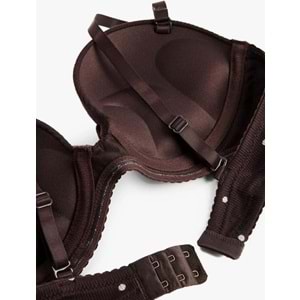 Kadın İç Giyim Destekli Ekstra Dolgulu Puantiyeli Maximizer Sütyen - KOTON - 6WLK10114MK - KAHVERENGİ DESENLİ - 80A