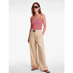 Slim Fit U Yaka Askılı Çizgili Atlet 6SAK10038PK - KOTON - KIRMIZI ÇİZGİLİ - L