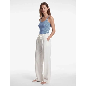 Slim Fit U Yaka Askılı Çizgili Atlet 6SAK10038PK - KOTON - MAVİ ÇİZGİLİ - L