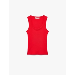 Pamuklu U Yaka Slim Fit Atlet 6SAK10269EK - KOTON - KIRMIZI - XL