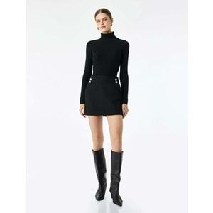 Cepli A Kesim Tüvit Mini Etek 7WAK70006EW - KOTON - SİYAH - 42