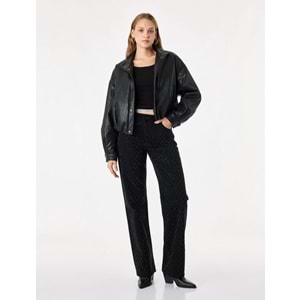 Düz Paça Denim Pantolon - Straight Fit Jean 7WAL40033MD - KOTON - SİYAH - 25/32