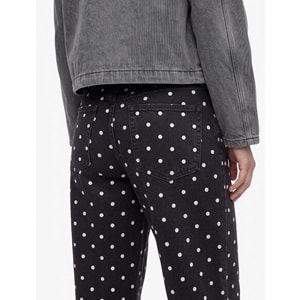 Puantiye Desenli Barrel Pantolon - Barrel Jeans 7WAL40070MW - KOTON - EKRU DESENLİ - 34