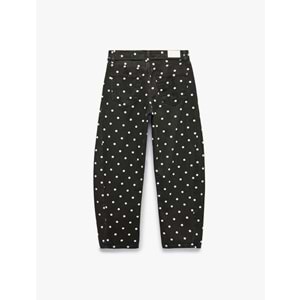 Puantiye Desenli Barrel Pantolon - Barrel Jeans 7WAL40070MW - KOTON - EKRU DESENLİ - 34