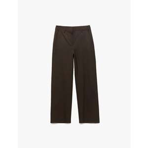 Kadın Giyim Cepli Yüksek Bel Geniş Paça Palazzo Pantolon - KOTON - 6WAK40013UW - KAHVERENGİ ÇİZGİLİ - 38