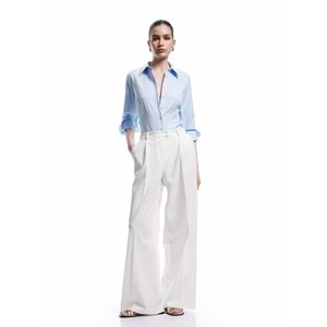 Kadın Giyim Regular Fit Klasik Yaka Uzun Kollu Poplin Gömlek - KOTON - 6WAK60035UW - AÇIK İNDİGO - 44