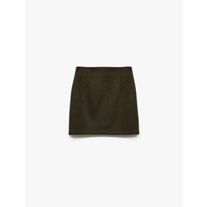 Kadın Giyim Standart Bel A Kesim Mini Tüvit Etek - KOTON - 6WAK70012UW - HAKİ DESENLİ - 36