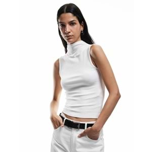 Kadın Giyim Basic Slim Fit Dik Yaka Modal Kolsuz Bluz - KOTON - 6WAL30005IK - EKRU - S