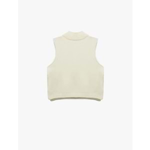 Kadın Giyim Dik Yaka Kolsuz Desenli Triko Süveter 6WAK20028HT