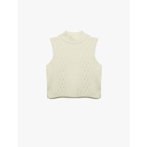 Kadın Giyim Dik Yaka Kolsuz Desenli Triko Süveter 6WAK20028HT