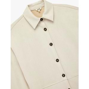 Kadın Giyim Kruvaze Uzun Kollu Düğmeli Suni Süet Gömlek Ceket - KOTON - 6WAK20204EW - Taş - 34