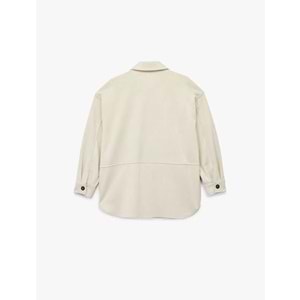 Kadın Giyim Kruvaze Uzun Kollu Düğmeli Suni Süet Gömlek Ceket - KOTON - 6WAK20204EW - Taş - 34