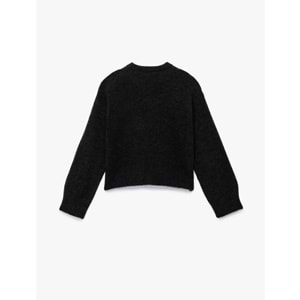 Kadın Giyim Uzun Kollu Bisiklet Yaka Taşlı Triko Kazak 6WAK90145HT