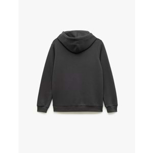 Kadın Giyim Şardonlu Uzun Kollu Kapüşonlu Köpek Nakışlı Kanguru Cepli Sweatshirt - KOTON - 6WAL10236IK - ANTRASİT - XS