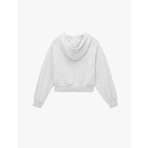 Kadın Giyim Rahat Kalıp Cep Detaylı Kapüşonlu Fermuarlı Crop Sweatshirt - KOTON - 6WAL10354IK - KAR MELANJ - XS