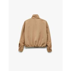 Kadın Giyim Uzun Kollu Dik Yaka Oversize Bomber Ceket - KOTON - 6WAL20137IW - BEJ - 36