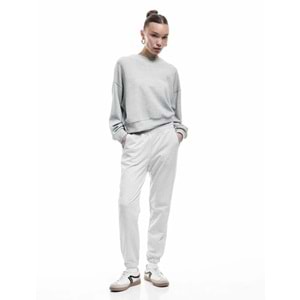 Kadın Giyim Şardonlu Beli Lastikli Cep Detaylı Rahat Kalıp Jogger Eşofman Altı - KOTON - 6WAL40021IK - GRİ - S