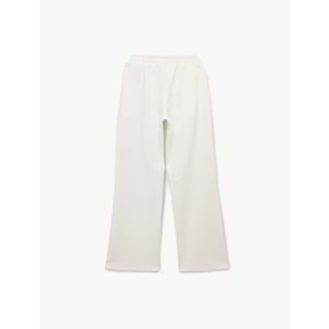 Kadın Giyim Pamuklu Şardonlu Biyeli Baskılı Beli Lastikli Geniş Paça Eşofman Altı - KOTON - 6WAL40045IK - EKRU - M