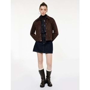 Kadın Giyim Kemer Detaylı A Kesim Mini Denim Etek - KOTON - 6WAL70015MD - KOYU İNDİGO - 40