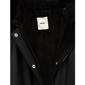 Kadın Giyim Polar Astarlı Cepli Çıkarılabilir Suni Kürk Aksesuar Detaylı Kapüşonlu Anorak Mont - KOTON - 6WAK00013EW - SİYAH - 34