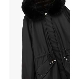 Kadın Giyim Polar Astarlı Cepli Çıkarılabilir Suni Kürk Aksesuar Detaylı Kapüşonlu Anorak Mont - KOTON - 6WAK00013EW - SİYAH - 34