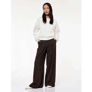 Kadın Giyim Üç İplik Şardonlu Uzun Kollu Bisiklet Yaka Basic Sweatshirt - KOTON - 6WAK10002PK - BEYAZ - S