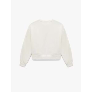 Kadın Giyim Üç İplik Şardonlu Uzun Kollu Bisiklet Yaka Basic Sweatshirt - KOTON - 6WAK10002PK - BEYAZ - S