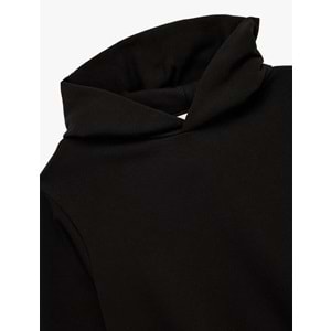Kadın Giyim Üç İplik Uzun Kollu Kapüşonlu Basic Sweatshirt - KOTON - 6WAK10032EK - SİYAH - L