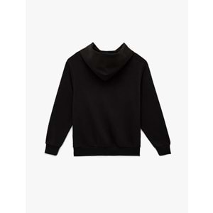 Kadın Giyim Üç İplik Uzun Kollu Kapüşonlu Basic Sweatshirt - KOTON - 6WAK10032EK - SİYAH - L