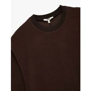 Kadın Giyim Uzun Kollu Bisiklet Yaka Basic Sweatshirt - KOTON - 6WAK10092EK - KAHVERENGİ - S