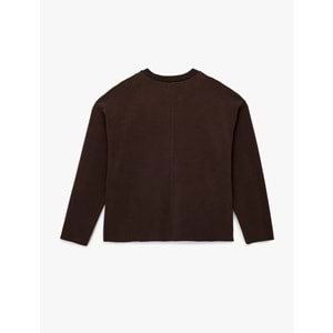 Kadın Giyim Uzun Kollu Bisiklet Yaka Basic Sweatshirt - KOTON - 6WAK10092EK - KAHVERENGİ - S