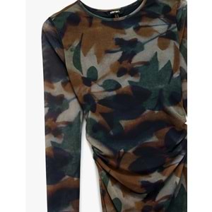 Kadın Giyim Elbise - KOTON - 6WAK80253EK - KAHVERENGİ DESENLİ - L