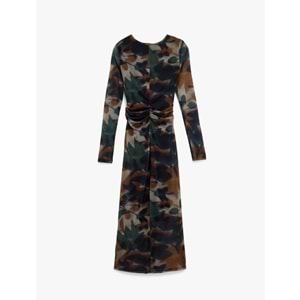 Kadın Giyim Elbise - KOTON - 6WAK80253EK - KAHVERENGİ DESENLİ - L