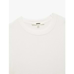 Kadın Giyim Kısa Kollu Bisiklet Yaka Basic Triko Kazak - KOTON - 6WAK90018HT - EKRU - S