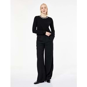 Kadın Giyim Basic Uzun Kollu Fitilli Triko Boğazlı Kazak - KOTON - 6WAK90307HT - SİYAH - L