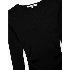 Kadın Giyim Uzun Kollu Yuvarlak Yaka Basic Triko Kazak - KOTON - 6WAK90371HT - SİYAH - L