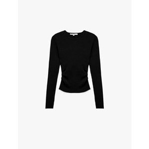 Kadın Giyim Uzun Kollu Yuvarlak Yaka Basic Triko Kazak - KOTON - 6WAK90371HT - SİYAH - L