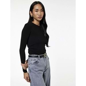 Kadın Giyim Uzun Kollu Yuvarlak Yaka Basic Triko Kazak - KOTON - 6WAK90371HT - SİYAH - L