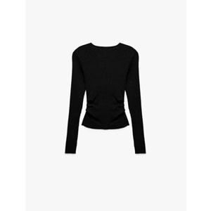 Kadın Giyim Uzun Kollu Yuvarlak Yaka Basic Triko Kazak - KOTON - 6WAK90371HT - SİYAH - L