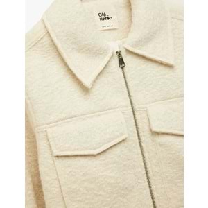 Kadın Giyim Uzun Kollu Fermuarlı Gömlek Yaka Bomber Mont - KOTON - 6WAL20017IW - GRİ MELANJ - 42