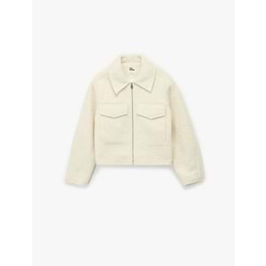 Kadın Giyim Uzun Kollu Fermuarlı Gömlek Yaka Bomber Mont - KOTON - 6WAL20017IW - GRİ MELANJ - 42