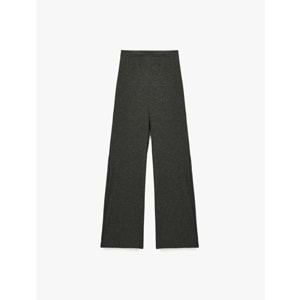 Kadın Giyim Viskon Karışımlı Yüksek Bel İspanyol Paça Tayt Pantolon - KOTON - 6WAL40013IK - ANTRASİT - M