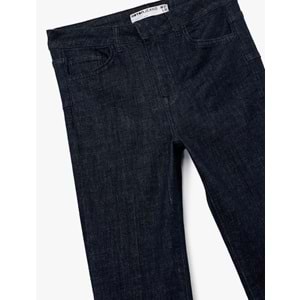 Kadın Giyim Normal Bel Dar Kalıp Cepli İspanyol Paça Jean Pantolon - Flare Jeans - KOTON - 6WAL40085MD - KOYU İNDİGO - 30/32