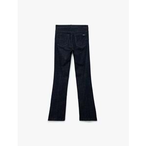 Kadın Giyim Normal Bel Dar Kalıp Cepli İspanyol Paça Jean Pantolon - Flare Jeans - KOTON - 6WAL40085MD - KOYU İNDİGO - 30/32