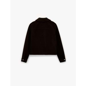 Kadın Giyim Uzun Kollu Klasik Yaka Cep Detaylı Oversize Fermuarlı Ceket - KOTON - 6WAL60068IW - KAHVERENGİ - 40