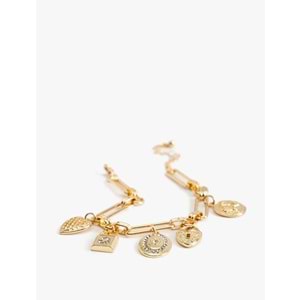 Kadın Aksesuar Kalp Detaylı Sallantılı Zincir Bileklik