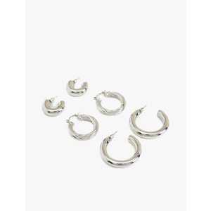 Kadın Aksesuar 3'lü Halka Küpe Seti - KOTON - 6WAK70184AA - GÜMÜŞ - T