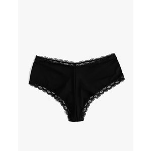 Kadın İç Giyim Yüksek Bel Dantelli Hipster Külot - KOTON - 6WLK30004MK - SİYAH - S